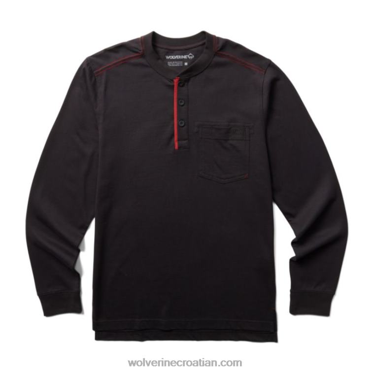 muškarci guardian pamuk dugih rukava henley R6LL8253 Wolverine crno