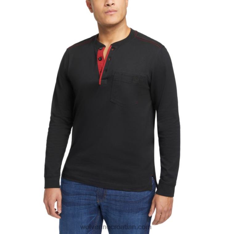 muškarci guardian pamuk dugih rukava henley R6LL8253 Wolverine crno