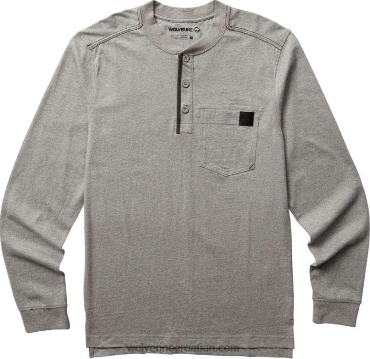 muškarci guardian pamuk dugih rukava henley R6LL8254 Wolverine svijetlosivi vrijesak