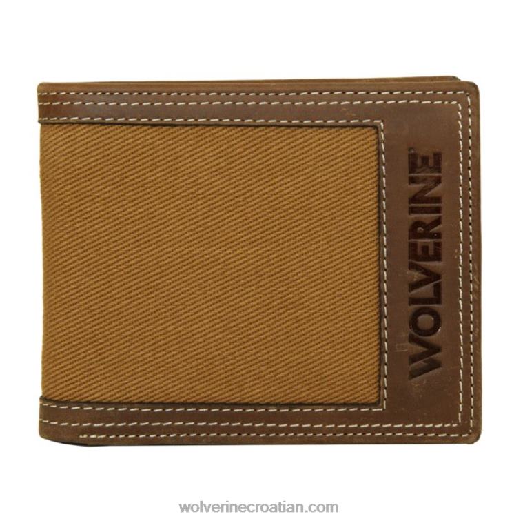 uniseks dvostruki novčanik od platna i kože R6LL8316 Wolverine smeđa/kesten